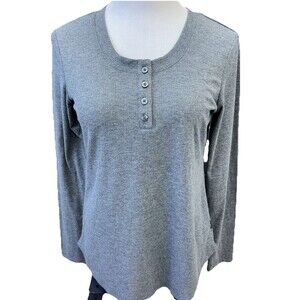 Eddie Bauer Women's Long Sleeve Sleepwear Shirt Size Small grey
